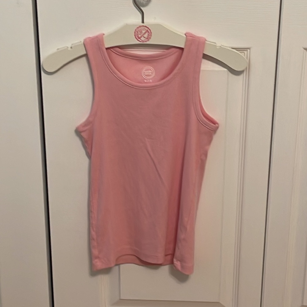 Girls Pink Rib Knit Tank Top - Picture 2 of 4